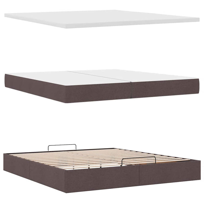vidaXL Ottomán ágykeret matraccal sötétbarna 200x200 cm szövet