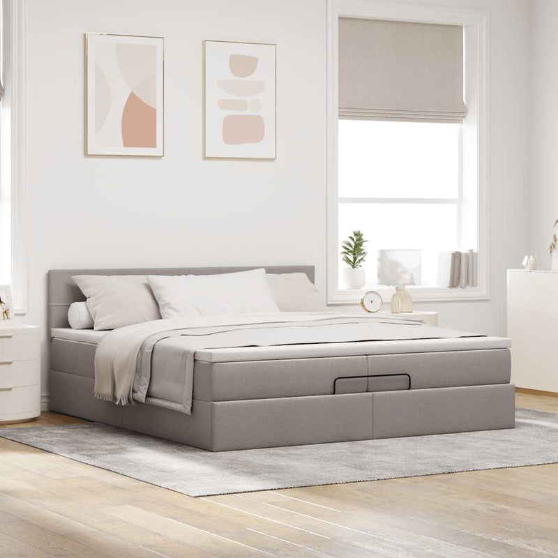 vidaXL Ottomán ágykeret matraccal tópszín 200x200 cm anyaggal