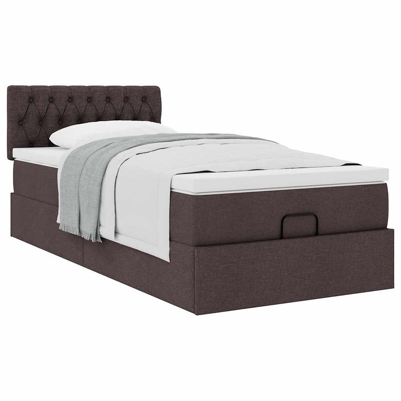 vidaXL Ottomán ágykeret matraccal sötétbarna 80x200cm szövet
