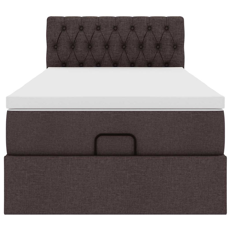 vidaXL Ottomán ágy matraccal sötétbarna 90x200 cm szövet