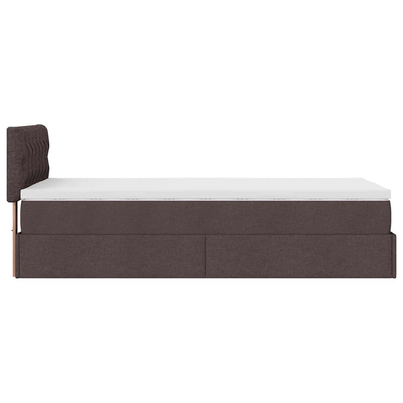vidaXL Ottomán ágy matraccal sötétbarna 90x200 cm szövet