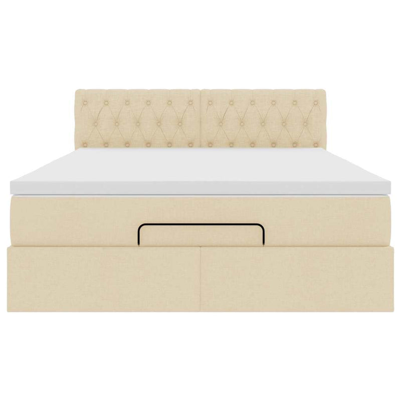 vidaXL Ottomán ágy matraccal krém 140x190 cm szövet