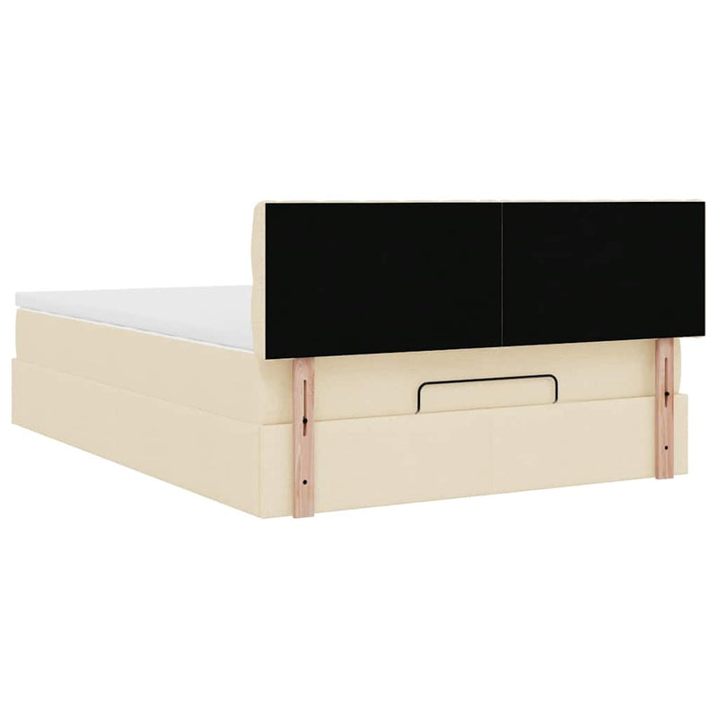 vidaXL Ottomán ágy matraccal krém 140x190 cm szövet