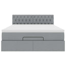 vidaXL Ottomán ágykeret matraccal világosszürke 140x200cm szövet