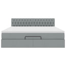 vidaXL Ottomán ágy matraccal világosszürke 160x200 cm szövet