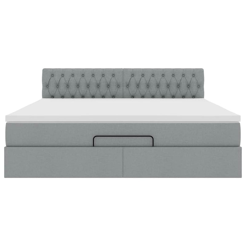 vidaXL Ottomán ágy matraccal világosszürke 160x200 cm szövet