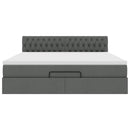 vidaXL Ottomán ágykeret matraccal sötét szürke 160x200 cm szövet