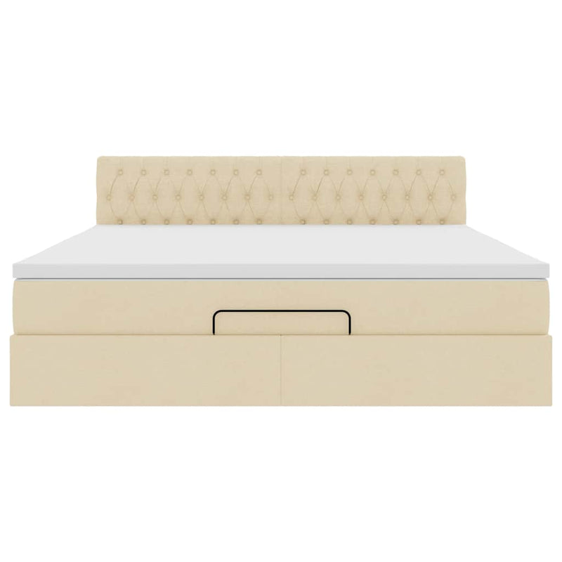 vidaXL Oszmán ágykeret matraccal krém 160x200cm szövet