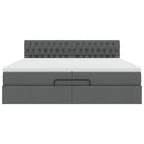 vidaXL Ottomán ágykeret matraccal sötétszürke 200x200 cm szövet