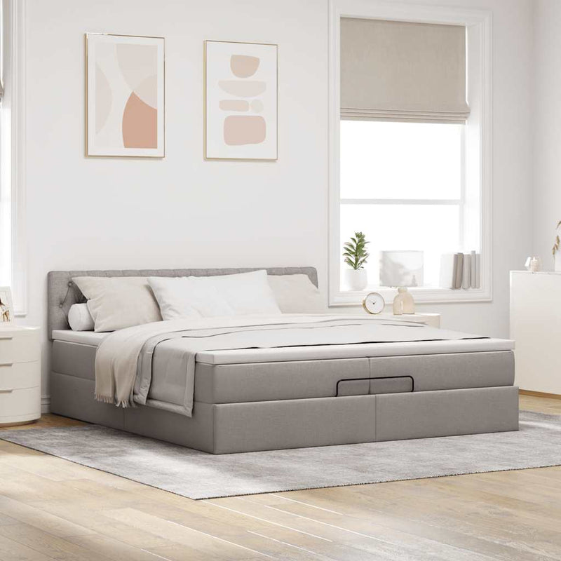 vidaXL Ottomán ágykeret matraccal tópszín 200x200 cm anyaggal