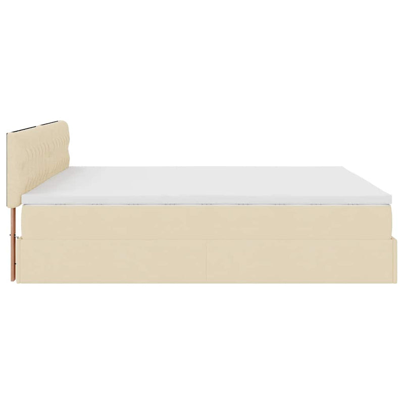 vidaXL Ottomán ágykeret matraccal krém 200x200 cm anyaggal