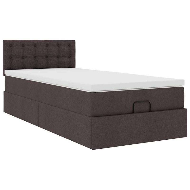 vidaXL Ottomán ágykeret matraccal sötétbarna 80x200cm szövet