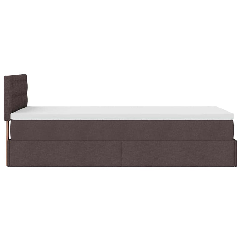 vidaXL Ottomán ágykeret matraccal sötétbarna 80x200cm szövet