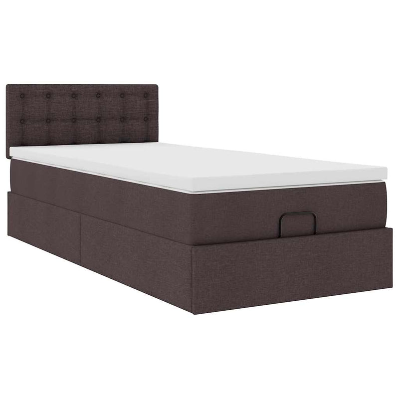 vidaXL Ottomán ágy matraccal sötétbarna 90x200 cm szövet