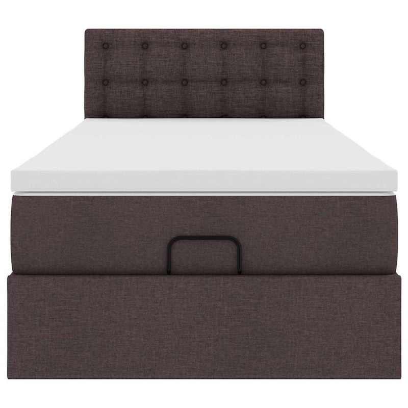 vidaXL Ottomán ágy matraccal sötétbarna 90x200 cm szövet
