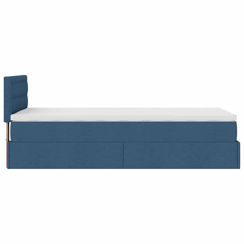 vidaXL Ottomán ágy matraccal kék 90x200 cm szövet