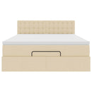vidaXL Ottomán ágy matraccal krém 140x200 cm szövet