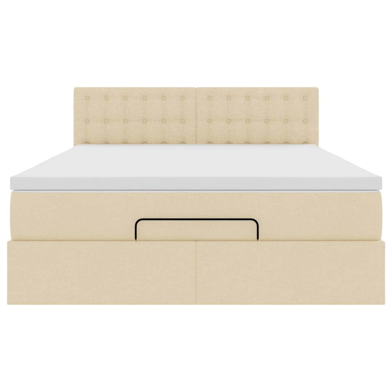 vidaXL Ottomán ágy matraccal krém 140x200 cm szövet