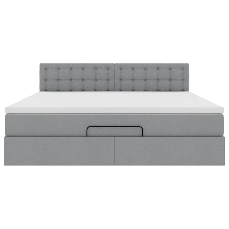 vidaXL Ottomán ágy matraccal világosszürke 160x200 cm szövet