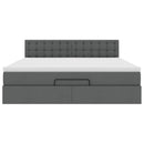 vidaXL Ottomán ágykeret matraccal sötét szürke 160x200 cm szövet