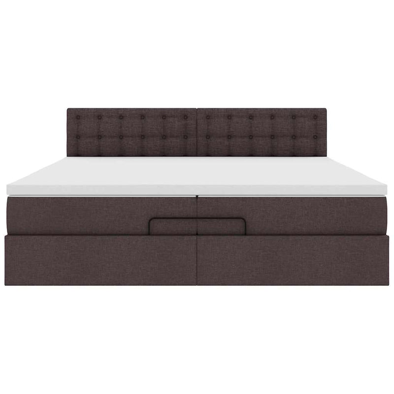 vidaXL Ottomán ágykeret matraccal sötétbarna 200x200 cm szövet