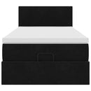 vidaXL Ottomán ágykeret matraccal Fekete 100x200cm bársony
