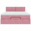 vidaXL Ottomán ágykeret matraccal rózsaszín 140x200cm bársony