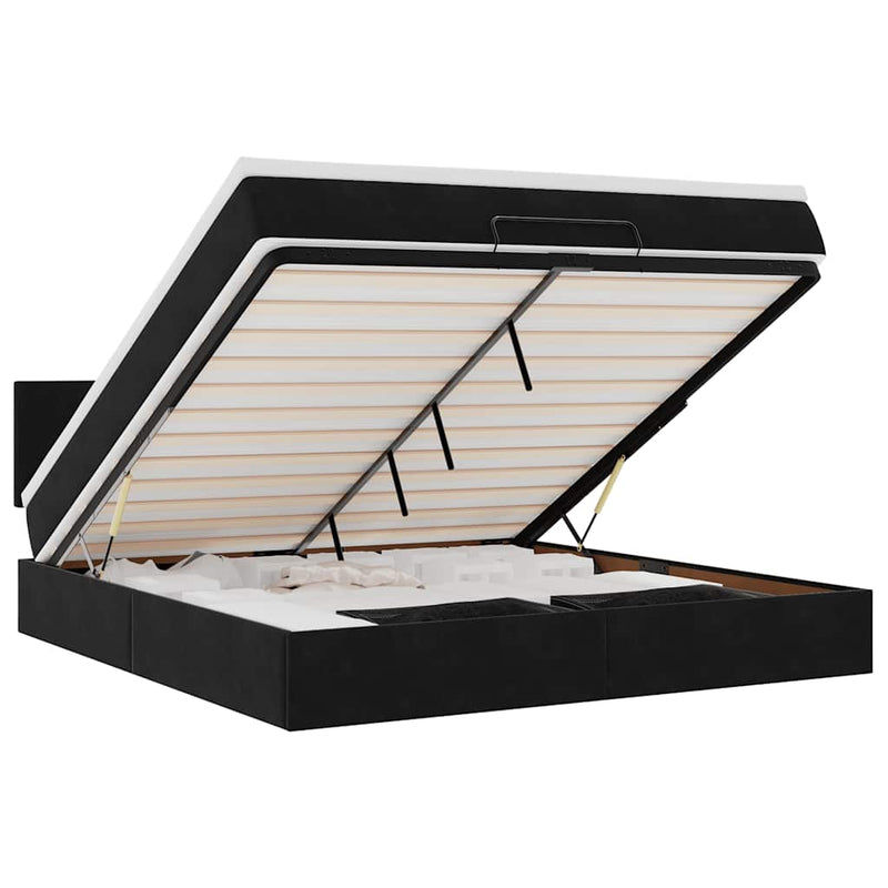 vidaXL Ottomán ágykeret matraccal fekete 160x200cm bársony