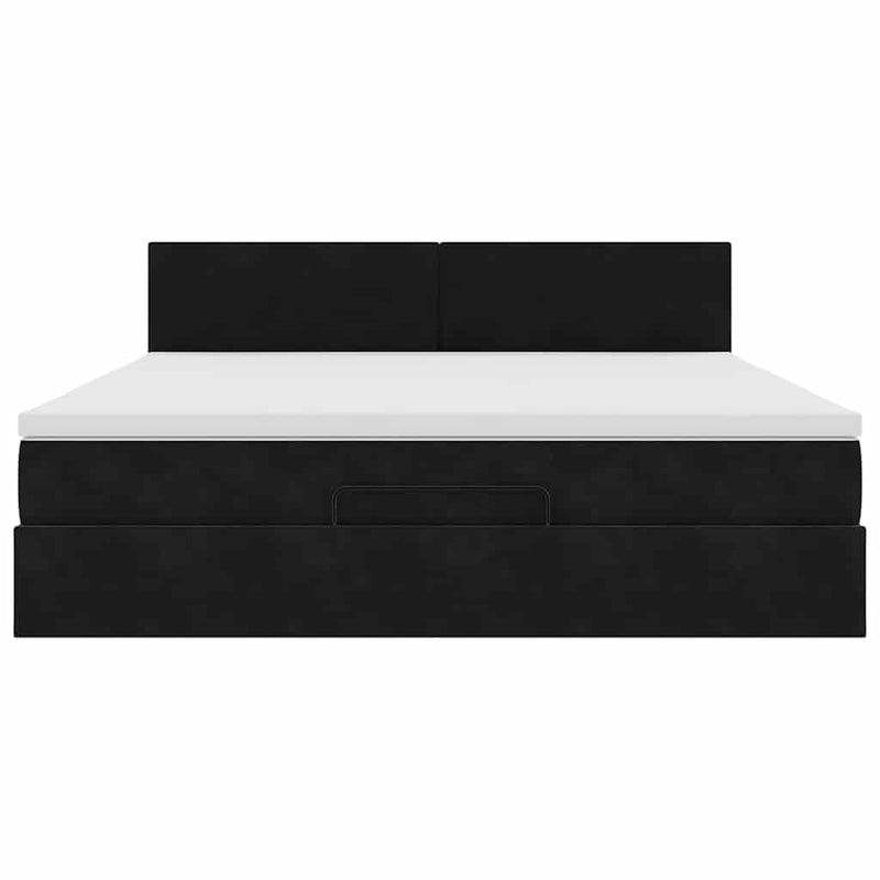 vidaXL Ottomán ágykeret matraccal fekete 160x200cm bársony