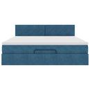 vidaXL Ottomán ágykeret matraccal sötétkék 160x200cm bársony