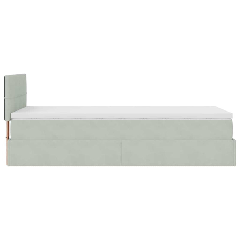 vidaXL Ottomán ágykeret matraccal világosszürke 80x200cm bársony