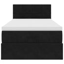 vidaXL Ottomán ágykeret matraccal fekete 90x190cm bársony