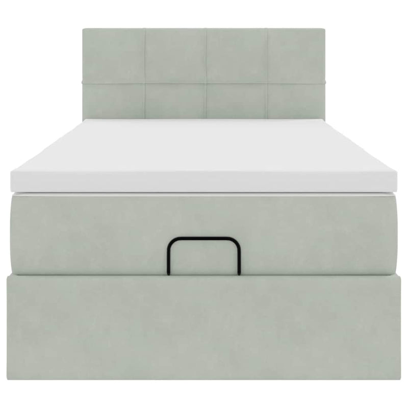vidaXL Ottomán ágykeret matraccal Világosszürke 100x200cm bársony
