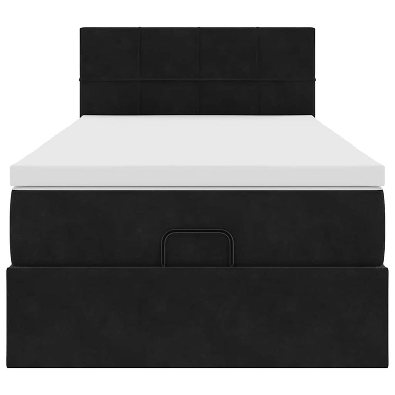 vidaXL Ottomán ágykeret matraccal Fekete 100x200cm bársony