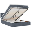 vidaXL Ottomán ágykeret matraccal sötét szürke 140x190cm bársony