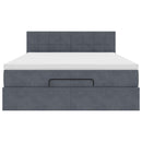 vidaXL Ottomán ágykeret matraccal sötétszürke 140x200cm bársony