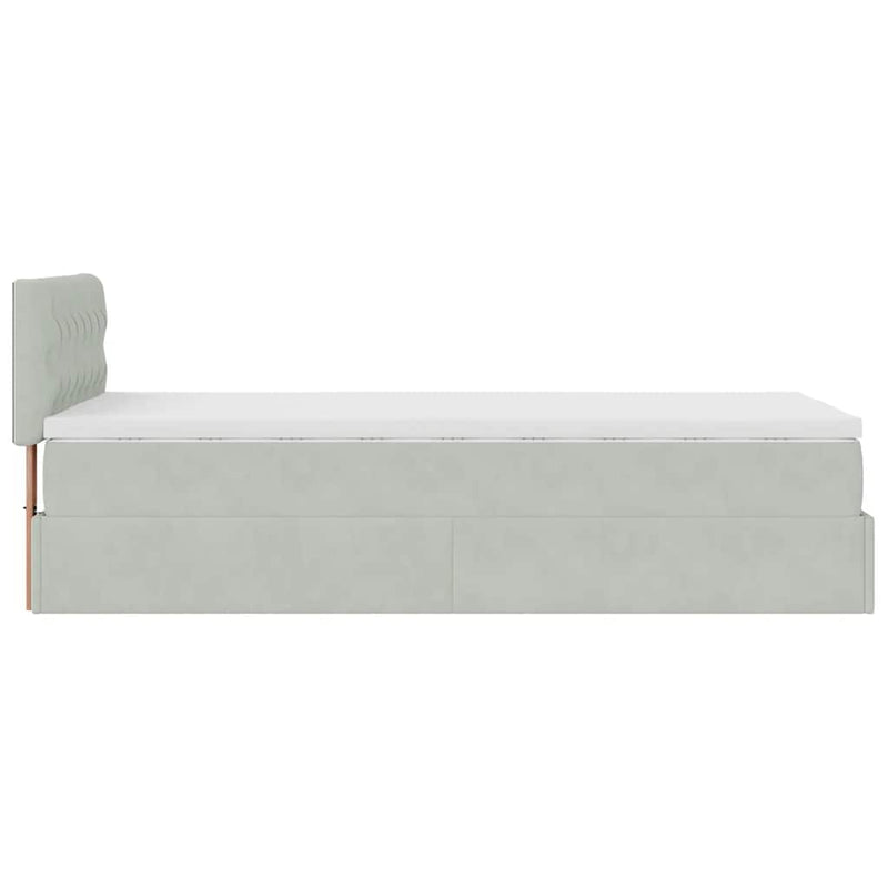 vidaXL Ottomán ágykeret matraccal világosszürke 80x200cm bársony
