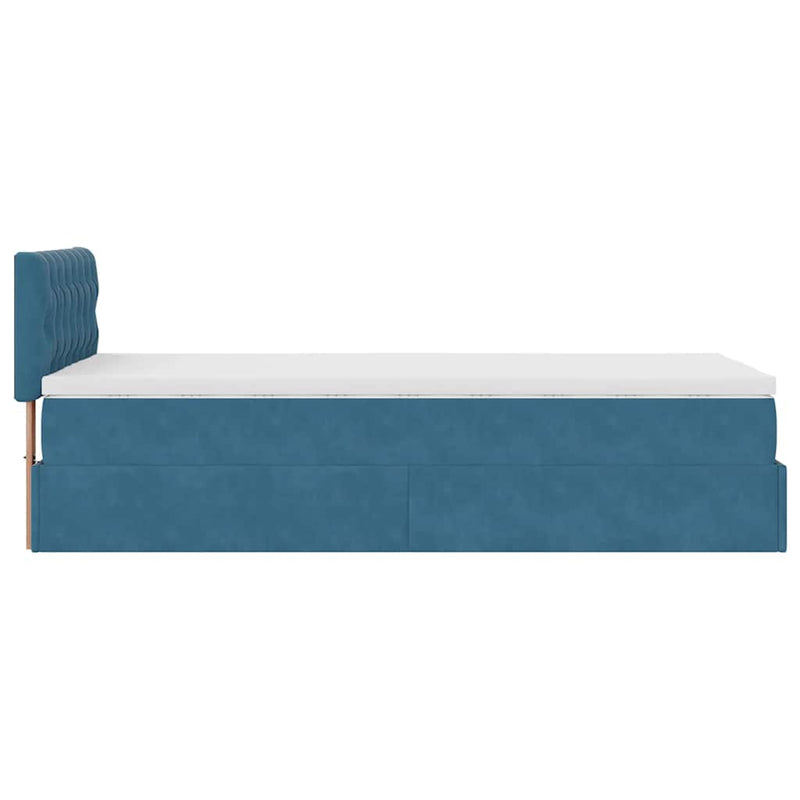 vidaXL Ottomán ágykeret matraccal sötétkék 80x200cm bársony