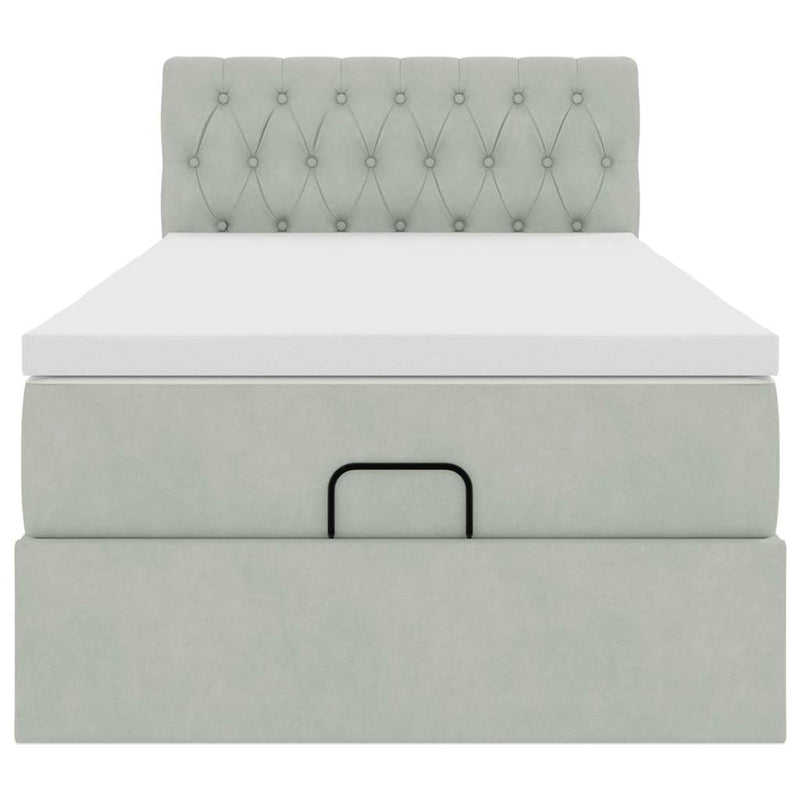 vidaXL Ottomán ágykeret matraccal Világosszürke 100x200cm bársony