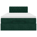 vidaXL Ottomán ágykeret matraccal sötétzöld 120x200cm bársony