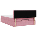 vidaXL Ottomán ágykeret matraccal rózsaszín 140x200cm bársony