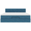 vidaXL Ottomán ágykeret matraccal sötétkék 160x200cm bársony