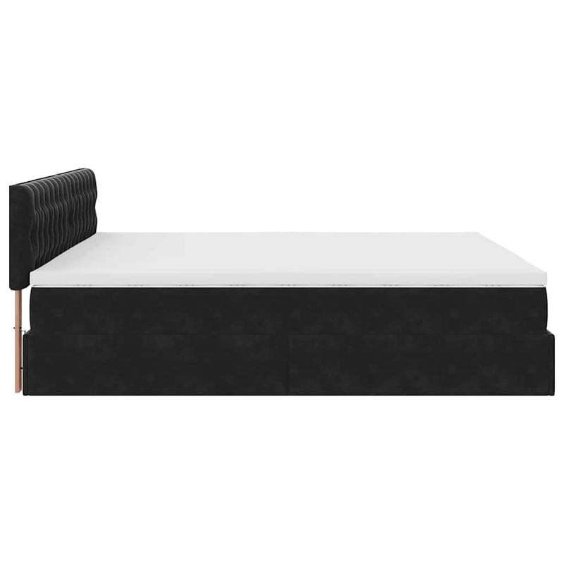 vidaXL Ottomán ágykeret matraccal fekete 200x200 cm bársony
