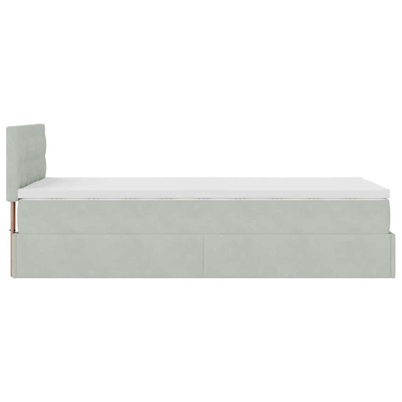 vidaXL Ottomán ágykeret matraccal világosszürke 80x200cm bársony