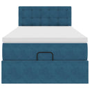 vidaXL Ottomán ágykeret matraccal sötétkék 90x200cm bársony