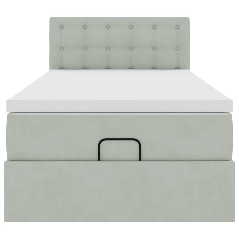 vidaXL Ottomán ágykeret matraccal Világosszürke 100x200cm bársony