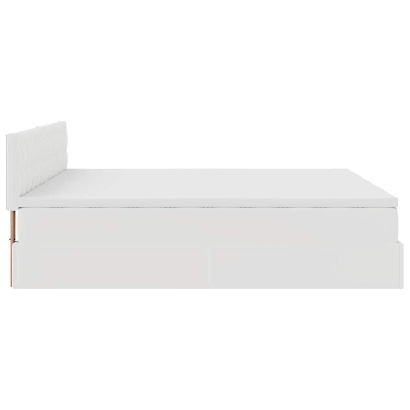 vidaXL Ottomán ágykeret matraccal Fehér 200x200cm műbőrrel