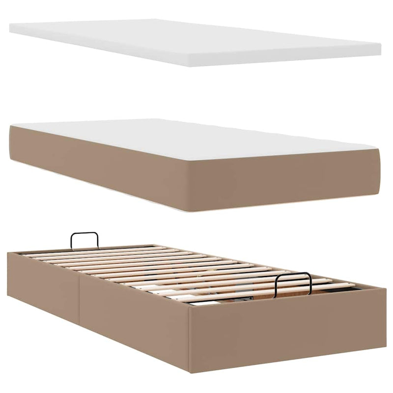vidaXL Ottomán ágykeret matraccal Cappucino 200x200cm műbőrrel