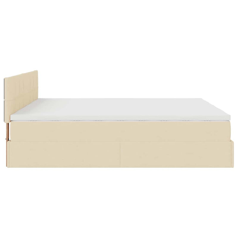 vidaXL Ottomán ágykeret matracokkal Krém 160x200cm szövet