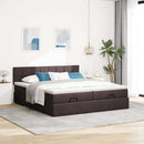 vidaXL Ottomán ágykeret matracokkal Sötétbarna 200x200cm szövet